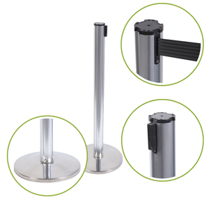 Système <span class=keywords><strong>de</strong></span> barrières événementielles professionnelles en aluminium, poteaux <span class=keywords><strong>de</strong></span> 70 mm <span class=keywords><strong>de</strong></span> diamètre, ruban noir <span class=keywords><strong>de</strong></span> 2 m pour la gestion des files d'attente en salle d'exposition - Product Image 3