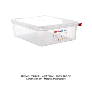 Bac alimentaire en polypropylène GN 1/2 32,5 × 26,5 × 10 h cm, avec couvercle, -40/+95 ° C Araven - Product Image 3