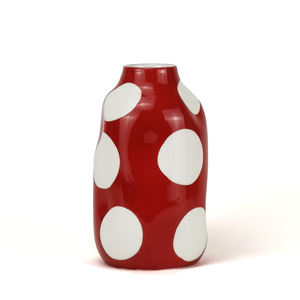 Pot de fleurs en céramique, blanc cousu à la main, peint à la main, pot rouge - Product Image 4