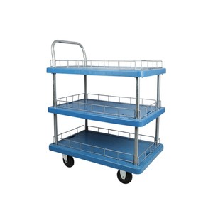 AOCHEN Warehouse Retail Hauler , <span class=keywords><strong>Metal</strong></span> Rails <span class=keywords><strong>Wire</strong></span> Mesh, Chariot utilitaire commercial bicolore à 2 niveaux - Product Image 5