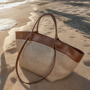 Luxe grande plage d'été personnalisé personnalisé PU cuir garniture Crochet raphia <span class=keywords><strong>paille</strong></span> sac fourre-tout sacs à main fabricants pour les femmes - Product Image 6