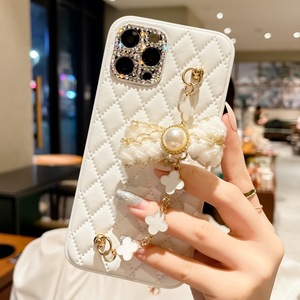 Étui en cuir d'agneau à motif diamant XP986 pour Apple 16 Pro Max, strass iPhone 12 <span class=keywords><strong>Clover</strong></span> XS/14 Soft 13 Nouveau modèle - Product Image 1