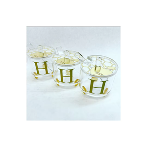 Acryl luxe vierkante Rosh Hashana honing schaal honingraat met honing cadeau pot honing schaal schepje acryl honing pot - Product Image 1