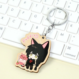 Vograce Custom High Quality Personalized Anime Cartoon Wooden Wood Keychain 4mm Basswood Keychains
