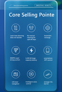 GEERLEPOL aspiradora robótica eléctrica inteligente fregona 2700pa succión electrodoméstico Robot barrido de suelo - Product Image 4
