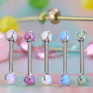 Fuxuan ASTM F136 bilanciere interno dritto in titanio con punte palline colorate bilanciere capezzolo carino Piercing al capezzolo - Product Image 3