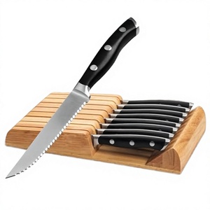 Ensemble de 4 couteaux à fromage en acier inoxydable faits à la main avec bord dentelé, manche en plastique, étui en cuir, collection de couteaux Viking - Product Image 4