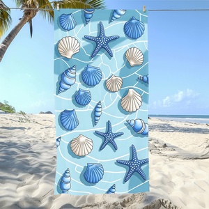 Serviette de plage ChamXue Série Bleue Style Océan, séchage rapide, ultra absorbante, en microfibre, motif tortue de mer de dessin animé - Product Image 3