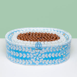 Bandeja ovalada con incrustaciones de perlas para repostería, bandeja azul para repostería, chocolate, Ramadán, Eid, Mubarak - Product Image 3