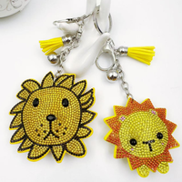Breloque en forme de feuille avec motif lapin souriant Sun-Lion, verre à cocktail, strass thermocollants de haute qualité, pour sacs élégants et porte-clés avec pompons
