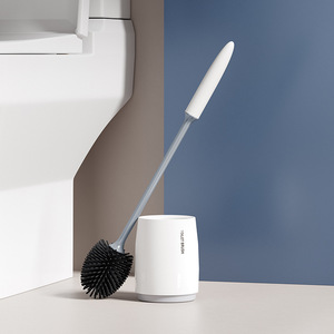 Cepillo de Inodoro de PP y TPR Suave con Base Metálica, Mango Desmontable para Montaje en Pared, Herramienta de Limpieza de Baño sin Ángulos Muertos - Product Image 1