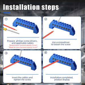 Bloque de terminales de riel <span class=keywords><strong>Din</strong></span> con tipo de puente de tira de <span class=keywords><strong>tierra</strong></span> neutra de 10 orificios para cableado neutro Caja de distribución de 6 9 10 orificios - Product Image 6