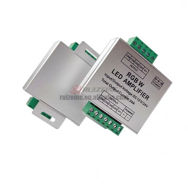 RGBW Amplifier DC 12V 24V 24A Aluminium LED PWM Signal Repeater Extender for 5050 2835 COB Strip Lights Dimmer Controller