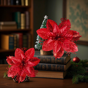 花クリスマスツリーデコレーションファブリック花吊り飾り飾り休日のお祝いのための花 - Product Image 2