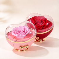 Kotak Hadiah Perhiasan Mawar Awet Bentuk Hati, Kemasan Bunga Abadi untuk Hari Valentine, Hari Ibu, Ulang Tahun