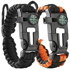 สร้อยข้อมือพาราคอร์ดพร้อมที่จุดไฟ แตรเสียงดัง ตัวล็อคปรับได้ วัสดุ PVC ปรับแต่งขนาดและสีได้ เหมาะสำหรับตั้งแคมป์ เดินป่า ตกปลา และล่าสัตว์ - Product Image 1