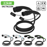Nouveau câble de recharge pour VE certifié 22 kW 32 A IP65 extérieur Type 2, service OEM, TPU 5 m