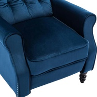 Multifunktionaler Vintage-Samt-Nietsofa mit Massage- und Wärmefunktion, Einzelsitz, Push-Back-Relaxsessel (Blau)