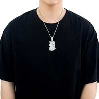 Collier pendentif Hip Hop Ghost entièrement serti de CZ baguette, chaîne bling-bling, vente en gros