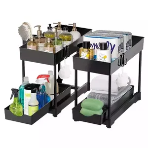 2 Tier Under Sink Organizers And Storage Bathroom Shelf Organizer Rack