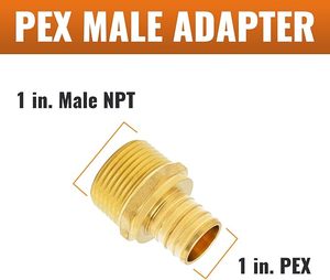 Adaptador <span class=keywords><strong>PEX</strong></span> de 1" x 1" con Rosca NPT Macho, Conexión a Presión, Latón Pulido Sin Plomo - Product Image 2