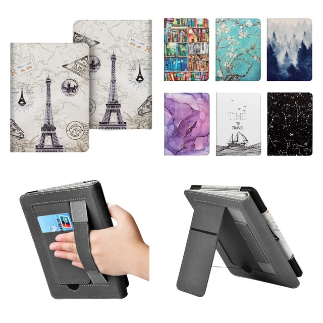 Smart Protective E Reader Case for Kindle Paperwhite 3/2/1 with Hand-Held Bracket Magnetic Flip Cover for Kindle Paperwhte 4