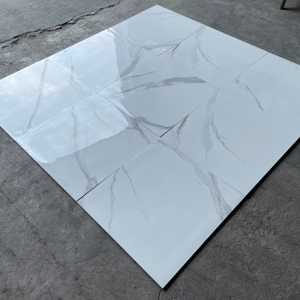 <span class=keywords><strong>Piastrelle</strong></span> in Gres Porcellanato Lucido Bianco Carrara <span class=keywords><strong>60x60</strong></span> per Pareti Interne e Pavimenti del Bagno - Product Image 1