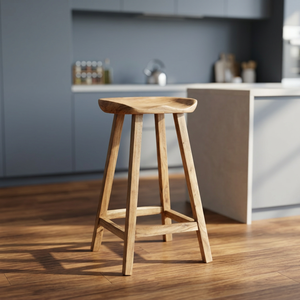 TABURETE DE BAR INDUSTRIAL Y VINTAGE DE MADERA DE MANGO SÓLIDA Y RESISTENTE, DE DISEÑO INDIO, ECOLÓGICO Y DURADERO PARA BAR EN CASA Y RESTAURANTE - Product Image 2