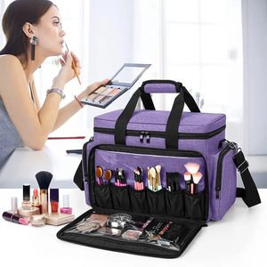 Adjustable Professional Salon Tools Carrying Bag Travel Women Medium Capacity <b>Makeup</b> Train <b>Case</b> Zipper Letter Water Resistant - Product Image 6