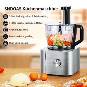 Procesador de Alimentos 11 en 1, Licuadora con Funciones de Picar, Mezclar, Amasar, Triturar, Batir y Exprimir, 1100W - Product Image 2