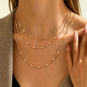 Collana a strati con nappe da donna, minimalista, con ciondolo a catena multipla, gioielli alla moda per tutti i giorni - Product Image 1