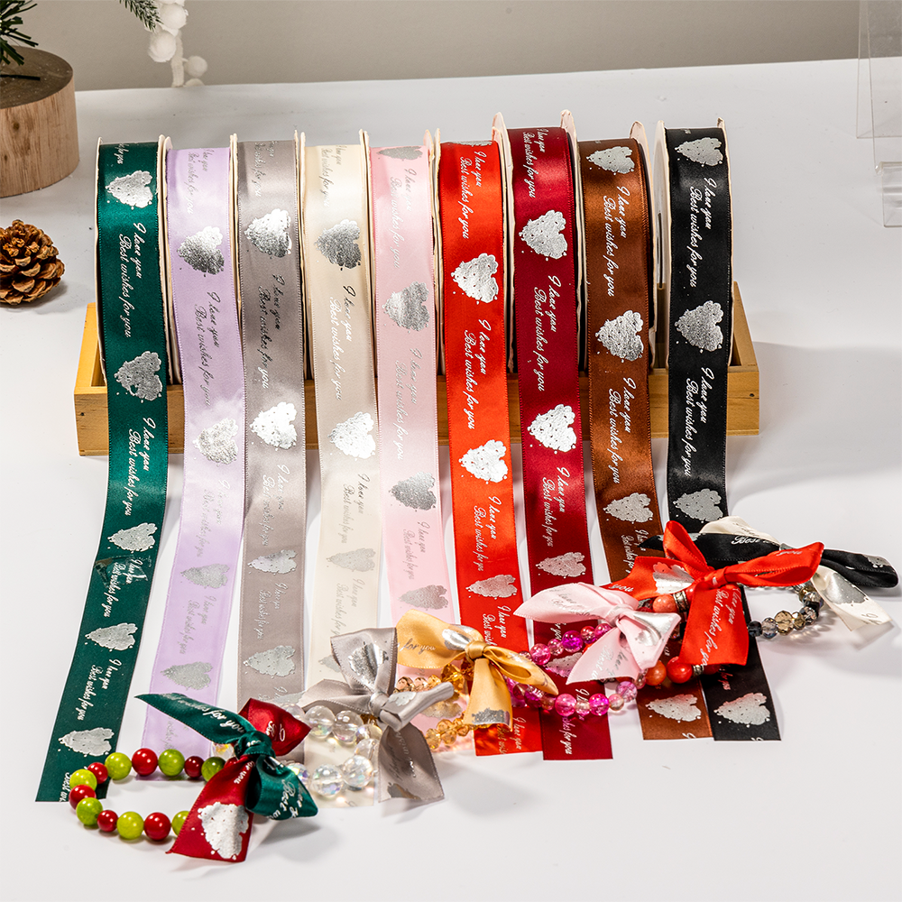 6mm-28mm 100% Polyester Satin Ribbon roll With logo Printed Ribbons for Gift Box Decoration