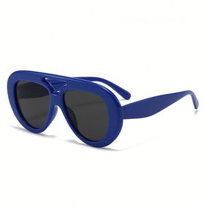 Lunettes de soleil rétro 2025 pour hommes et femmes, monture PC large, rondes, UV400, colorées, double pont, style pilote - Product Image 4