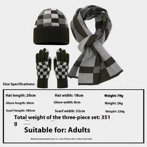 Conjunto de Gorro, Bufanda y Guantes de Punto a Cuadros para Invierno, Estilo Coreano, Cálido y Resistente al Frío - Product Image 2