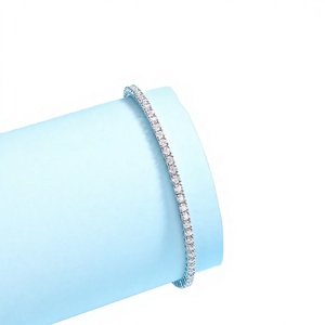 925 Sterling <b>Silver</b> Rose Gold Plated Brilliant Cut Bezel Set VVS Moissanite Trendy Unisex Cuban Chain <b>Bracelet</b> High - Product Image 3