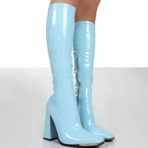 รองเท้าบูทหุ้มข้อสูงทรงเหลี่ยม ส้นหนา แต่งโลหะสำหรับฤดูหนาว มีซิปด้านข้าง แฟชั่นเรียบหรู ไซส์ใหญ่พิเศษ 43 - Product Image 4