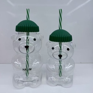 Garrafa de Água Plástica Personalizada de 500ml em Forma de Urso de Pelúcia para Feriados, Copos de Café e Suco para Chá e Leite - Product Image 5