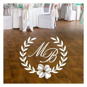 Vinilo Decorativo Personalizado para Pista de Baile de Boda, Letras Iniciales, Monograma de Novios, Brillante, Removible - Product Image 1