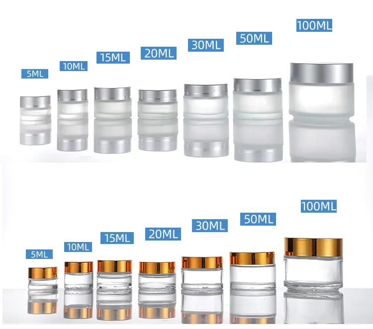 1oz 2oz 4oz 8oz 16oz 10g 20g 50g Custom Recycled Luxury Clear Glass Cream Cosmetic Jar With White Lid