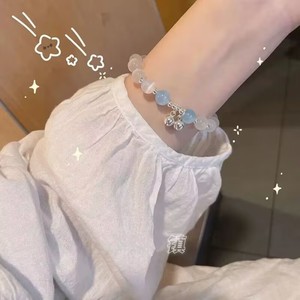 Bijoux fantaisie pierre de lune perlée élastique bracelets porte-bonheur réglable <span class=keywords><strong>bleu</strong></span> opale oeil de chat papillon clair de lune bracelets pour femme - Product Image 4