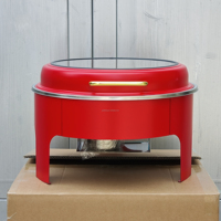 Plat de service de luxe Lefeng 2026 6L rouge, chauffe-plat de buffet écoénergétique en acier inoxydable pour traiteur, mariages et hôtels