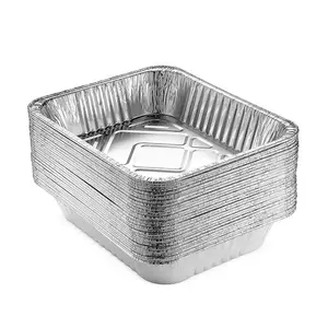 Échantillon gratuit de contenants alimentaires casseroles pour barbecue assiettes rectangulaires à emporter papier d'aluminium jetable pour la restauration/cuisson/rôtissage 2500ml