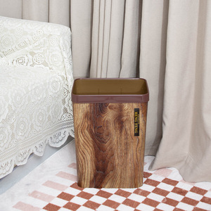 <b>Square</b> Plastic Trash Can Coffee Brown Open Lidless Indoor Waste <b>Bin</b> for Home Living Room Kitchen Bathroom Office - Product Image 4