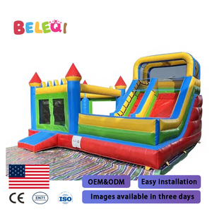 Château gonflable extérieur en PVC avec toboggan, combo gonflable commercial pour enfants - Product Image 1