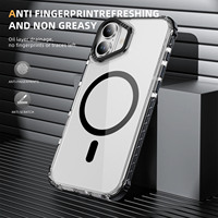 Cadre entièrement enveloppé Crystal Transparent TPU + PC Magnetic Strong Protection Case pour IP16 17 ou version ultérieure