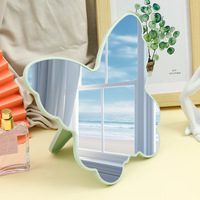 Miroir papillon de bureau, miroir de maquillage, miroir de retouche, miroir de maquillage de forme irrégulière, miroir portable en plastique