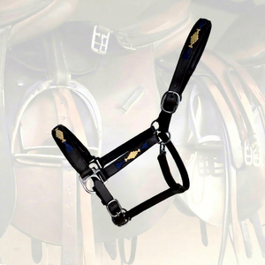 Harnais de cheval en cuir noir HM Global DD de qualité supérieure, durable, élégant, fait main, brodé au fil ciré, type polo. - Product Image 1
