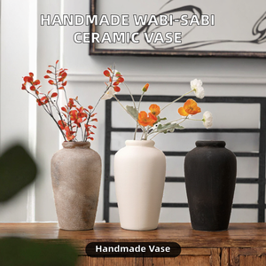 Jarrón de Cerámica Esmaltada para Mesa, Estilo Wabi-Sabi, Adorno Vintage para el Hogar, Arreglo de Flores Secas, Hecho a Mano, 8-16 Pulgadas, Furbish - Product Image 2