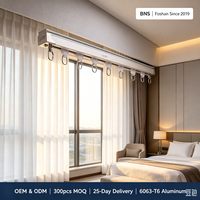 Rail de rideau en aluminium BNS 6063-T6, épaisseur 1 mm, glissières à double roulettes, blanc champagne, 20 kg/m, glissement silencieux, OEM personnalisé, 6 m