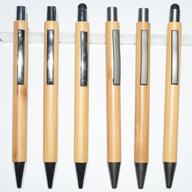 Ahşap ahşap bambu mısır eko tükenmez kurtarma kalem ile müşteri özel logo